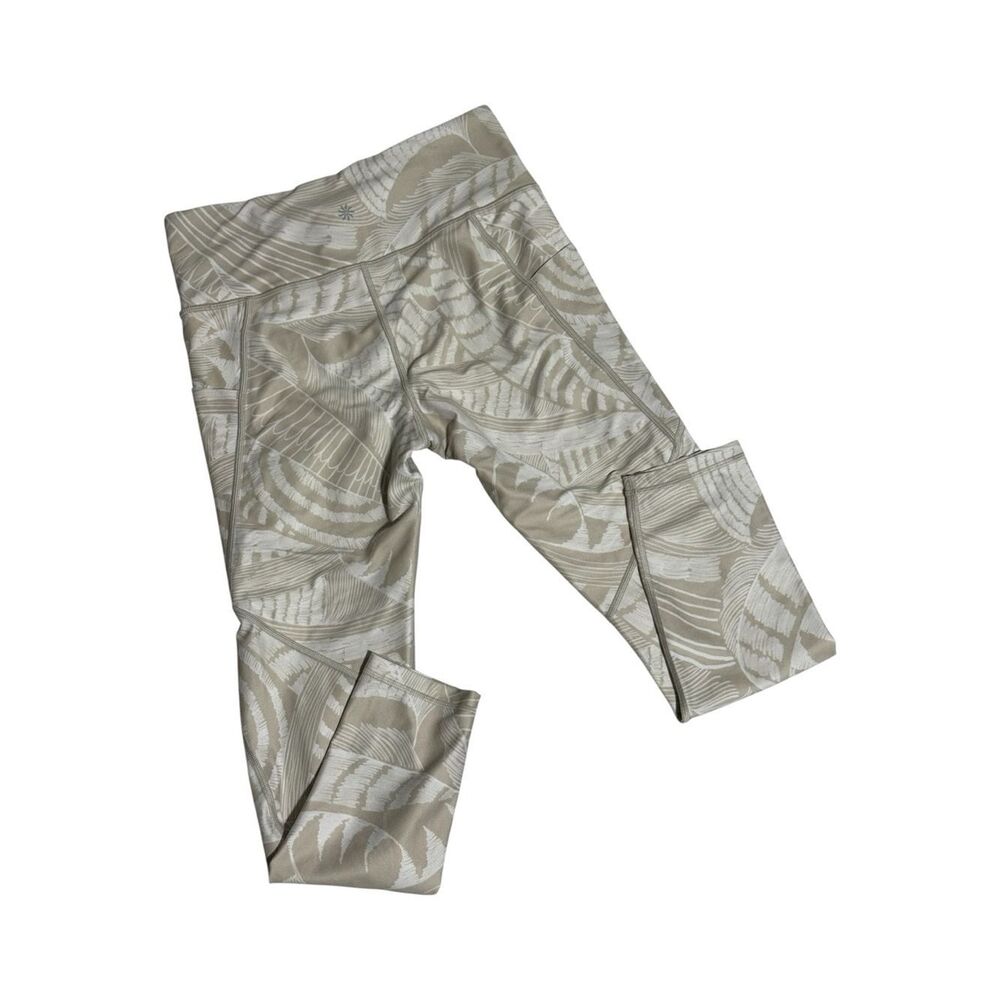 Athleta Leggings Size M Cream/Tan/White With Stash Pockets - Picture 2 of 4